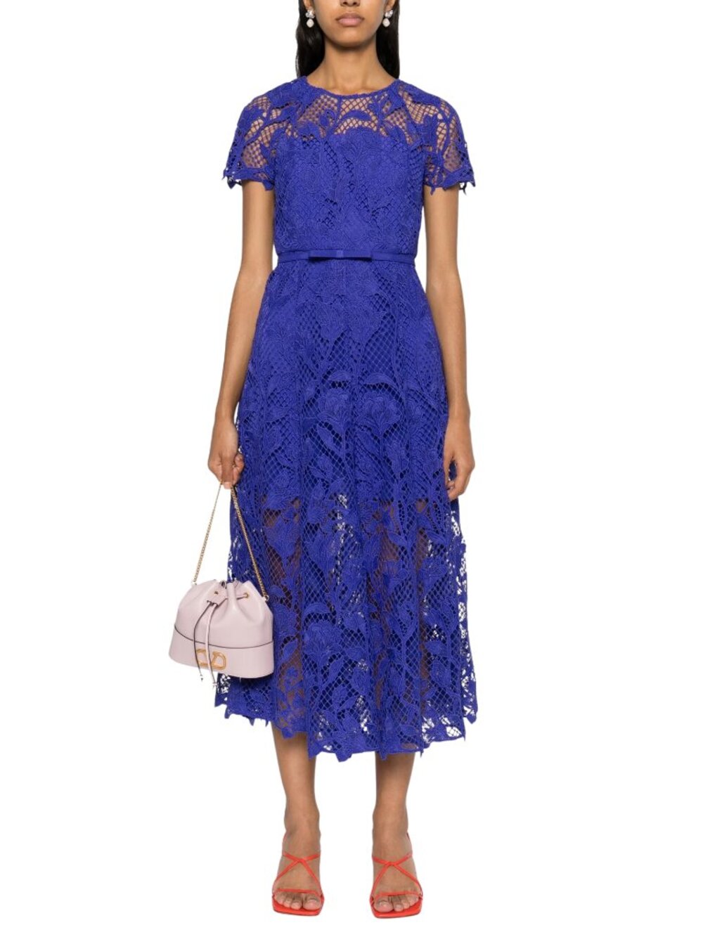 NWT Self-Portrait Cobalt Lace Midi Dress Size US 6